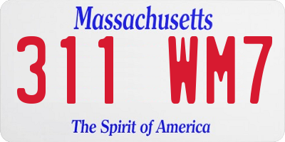MA license plate 311WM7
