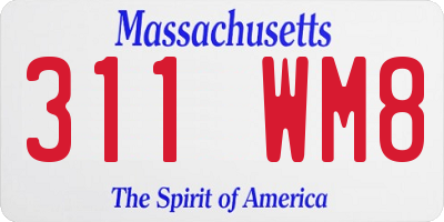 MA license plate 311WM8