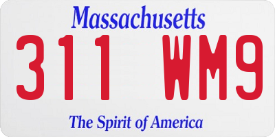 MA license plate 311WM9