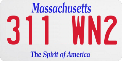 MA license plate 311WN2
