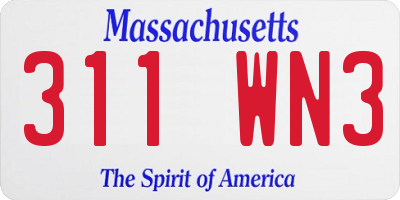 MA license plate 311WN3