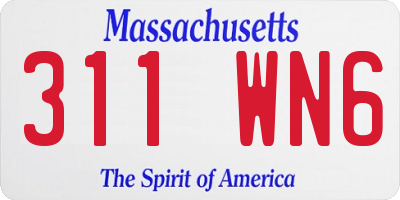MA license plate 311WN6
