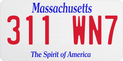 MA license plate 311WN7