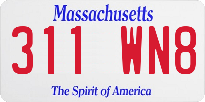 MA license plate 311WN8