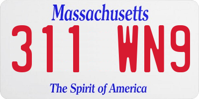 MA license plate 311WN9