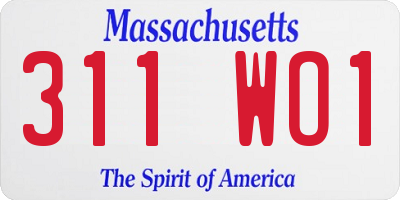 MA license plate 311WO1