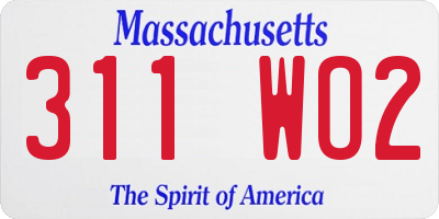 MA license plate 311WO2