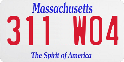 MA license plate 311WO4