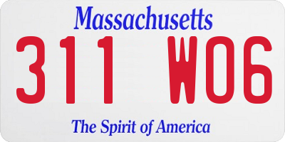 MA license plate 311WO6