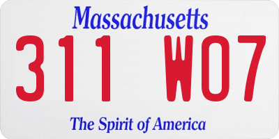 MA license plate 311WO7