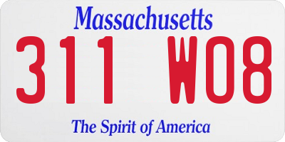 MA license plate 311WO8