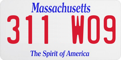 MA license plate 311WO9