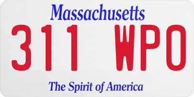 MA license plate 311WP0