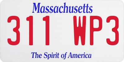 MA license plate 311WP3