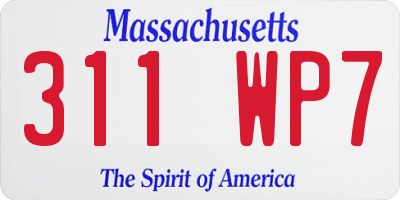 MA license plate 311WP7