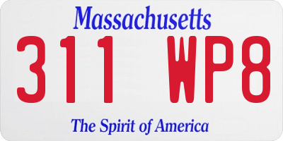 MA license plate 311WP8