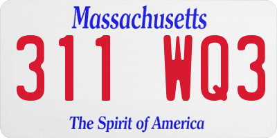 MA license plate 311WQ3