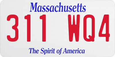 MA license plate 311WQ4