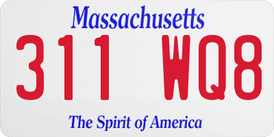 MA license plate 311WQ8