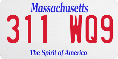 MA license plate 311WQ9