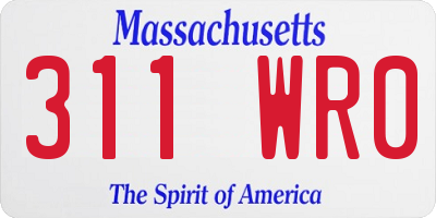 MA license plate 311WR0