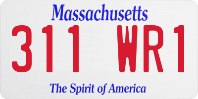 MA license plate 311WR1