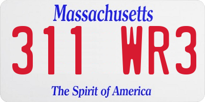 MA license plate 311WR3