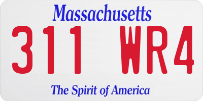 MA license plate 311WR4