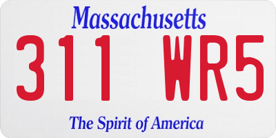 MA license plate 311WR5