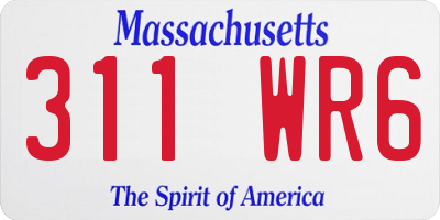 MA license plate 311WR6