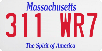 MA license plate 311WR7