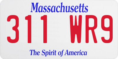 MA license plate 311WR9
