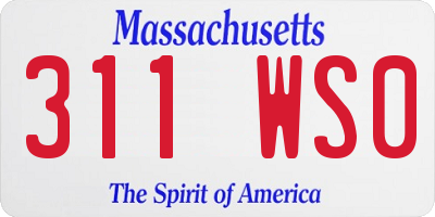 MA license plate 311WS0