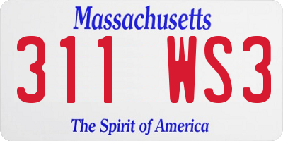 MA license plate 311WS3