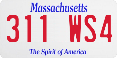 MA license plate 311WS4