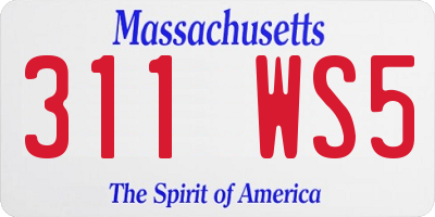 MA license plate 311WS5
