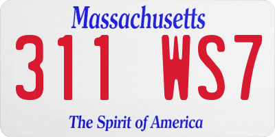MA license plate 311WS7