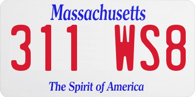 MA license plate 311WS8