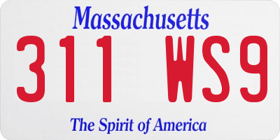 MA license plate 311WS9