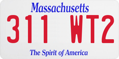 MA license plate 311WT2