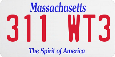 MA license plate 311WT3