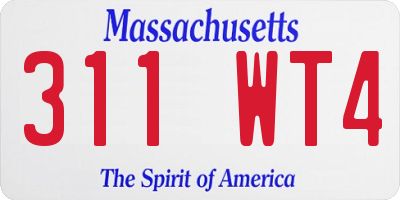 MA license plate 311WT4