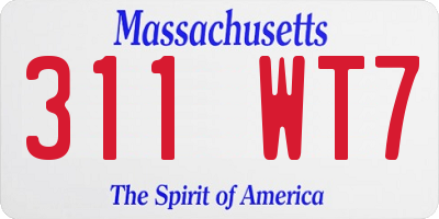 MA license plate 311WT7