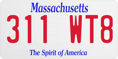 MA license plate 311WT8