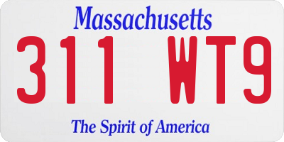 MA license plate 311WT9