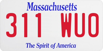 MA license plate 311WU0