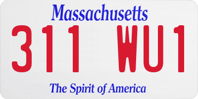 MA license plate 311WU1