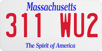 MA license plate 311WU2
