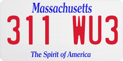 MA license plate 311WU3