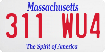 MA license plate 311WU4